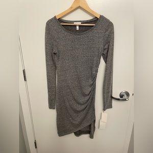 Nordstrom Leith fitted long sleeve grey dress